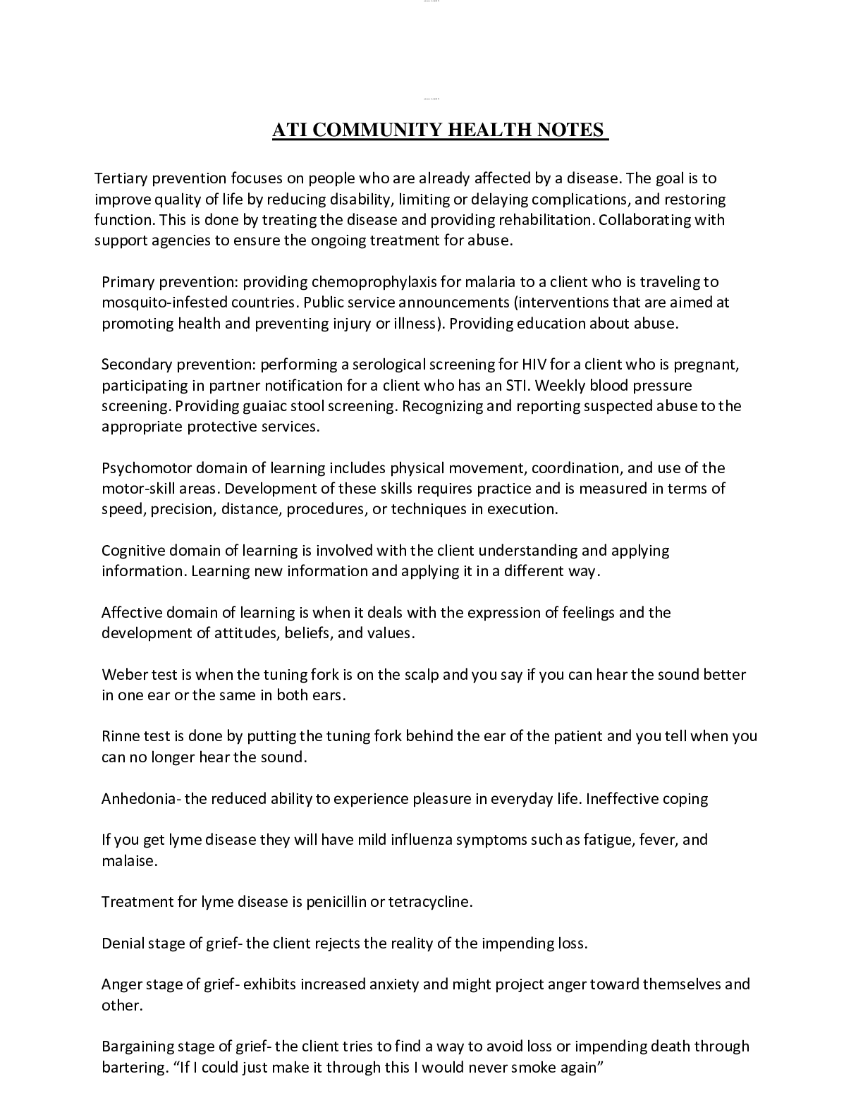 Preview image for ATI COMMUNITY HEALTH NOTES